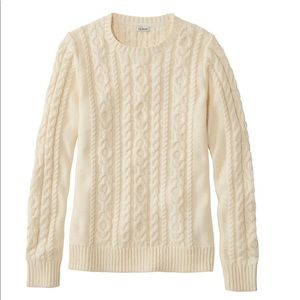 L.L. Bean Double L crew cable knit sweater
